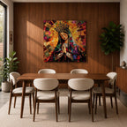 Virgin Mary Wall Art Queen of Heaven Framed Canvas Mosaic Catholic Sacred Home Decor