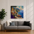 Amalfi Coast Wall Art Italian Riviera Framed Canvas Mediterranean Coastal Village Living Room Decor
