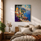 Amalfi Coast Wall Art Italian Riviera Framed Canvas Mediterranean Coastal Village Living Room Decor