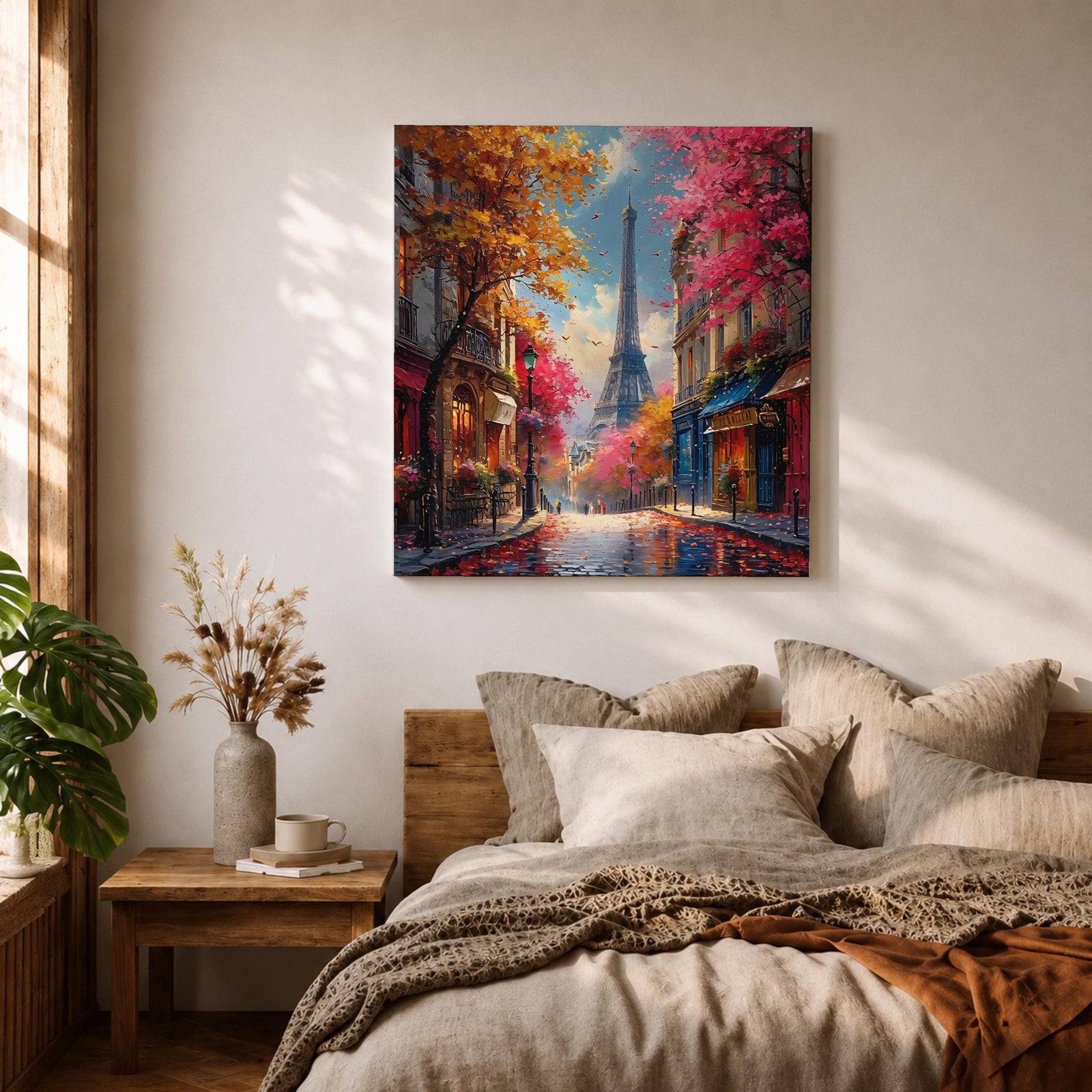 Eiffel Tower Wall Art Paris Cityscape Framed Canvas France Travel Living Room Home Decor