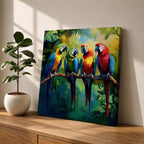 Parrot Wall Art Macaw Framed Canvas Tropical Bird Wildlife Exotic Boho Home Decor