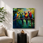 Parrot Wall Art Macaw Framed Canvas Tropical Bird Wildlife Exotic Boho Home Decor