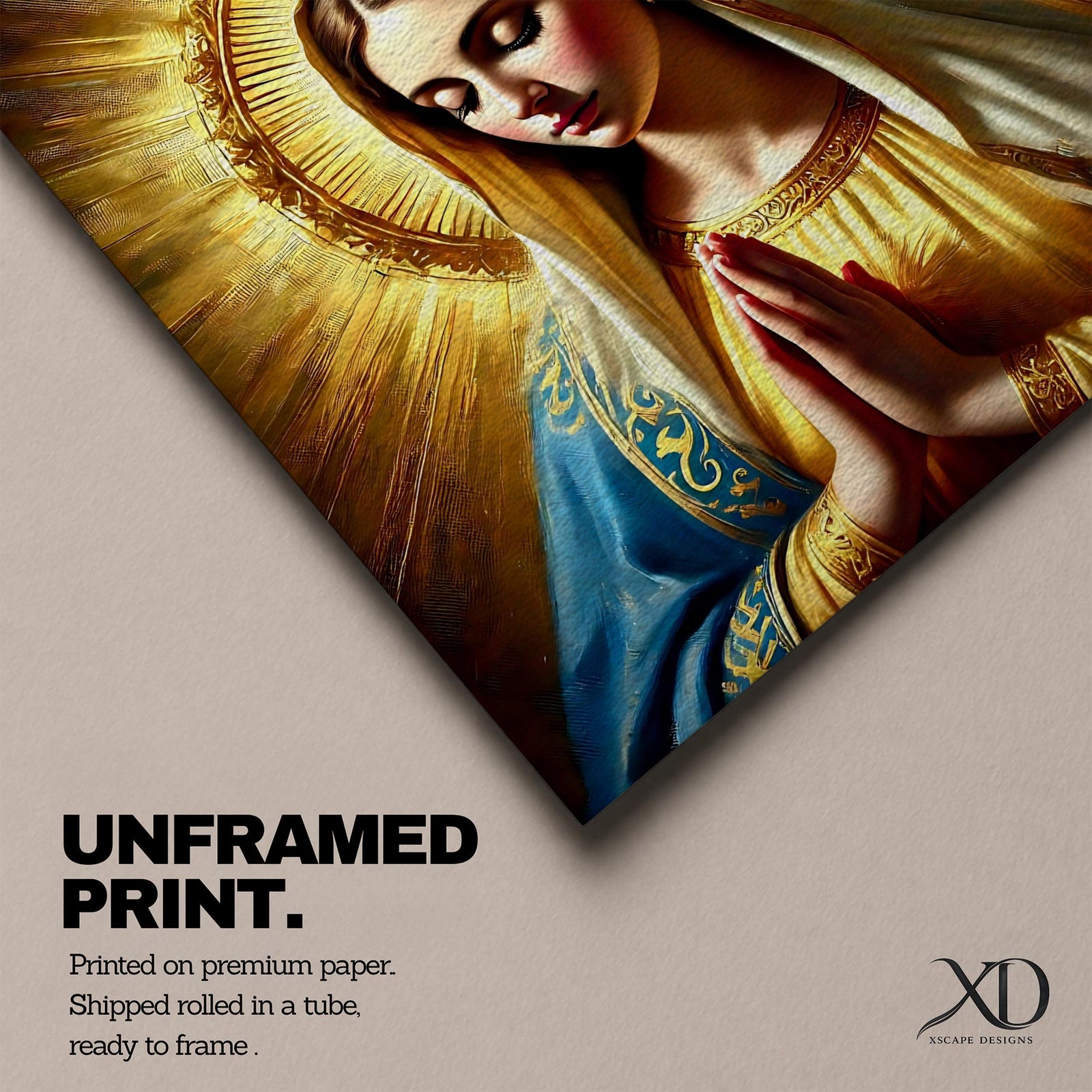 Blessed Virgin Mary Wall Art Madonna Framed Canvas Antique Catholic Sacred Home Decor