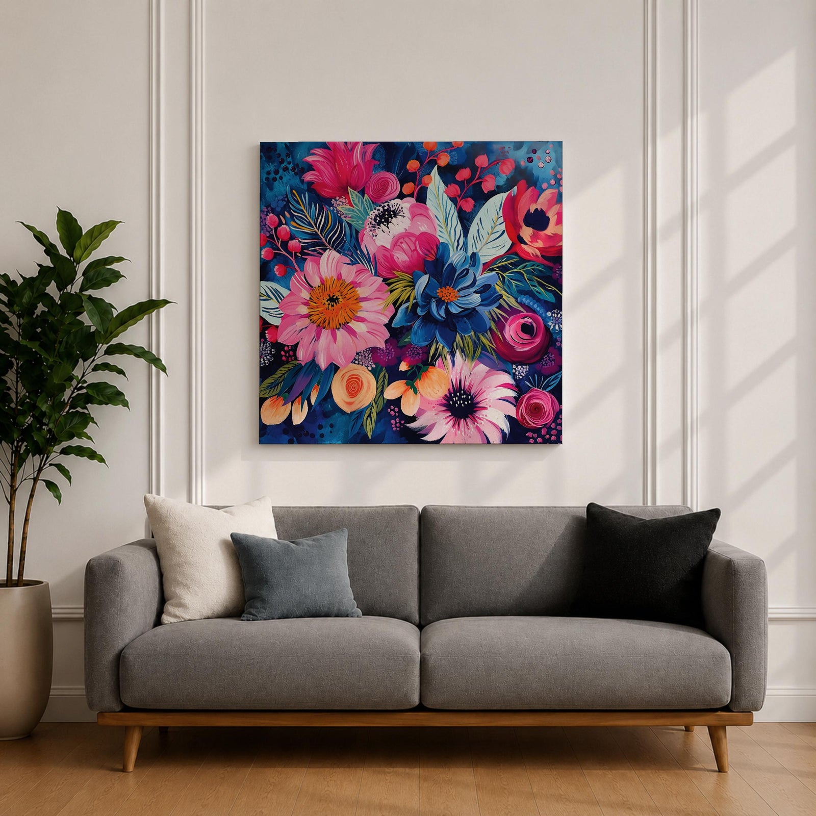 Floral Wall Art Flower Bouquet Framed Canvas Botanical Garden Boho Home Decor