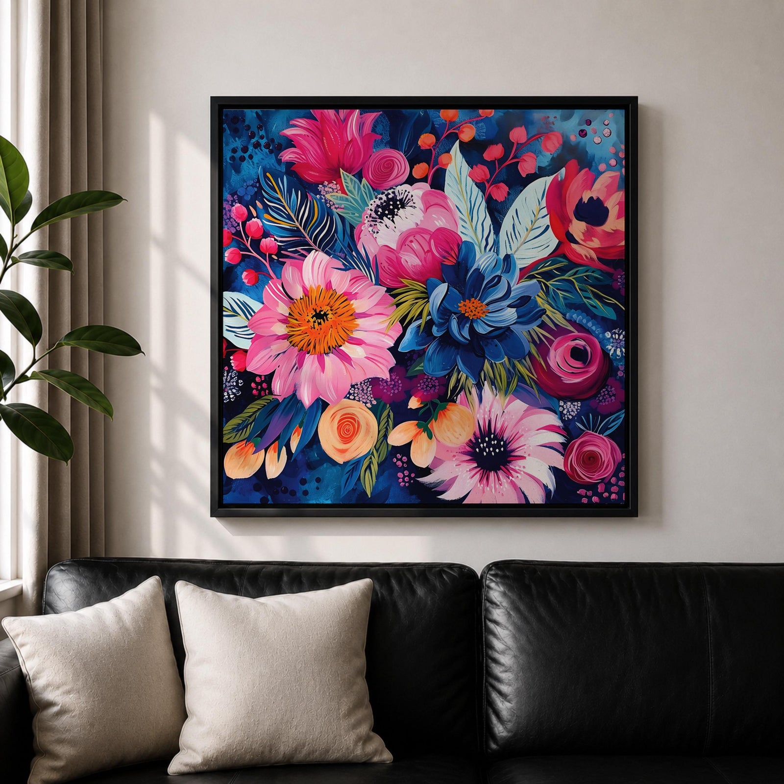 Floral Wall Art Flower Bouquet Framed Canvas Botanical Garden Boho Home Decor