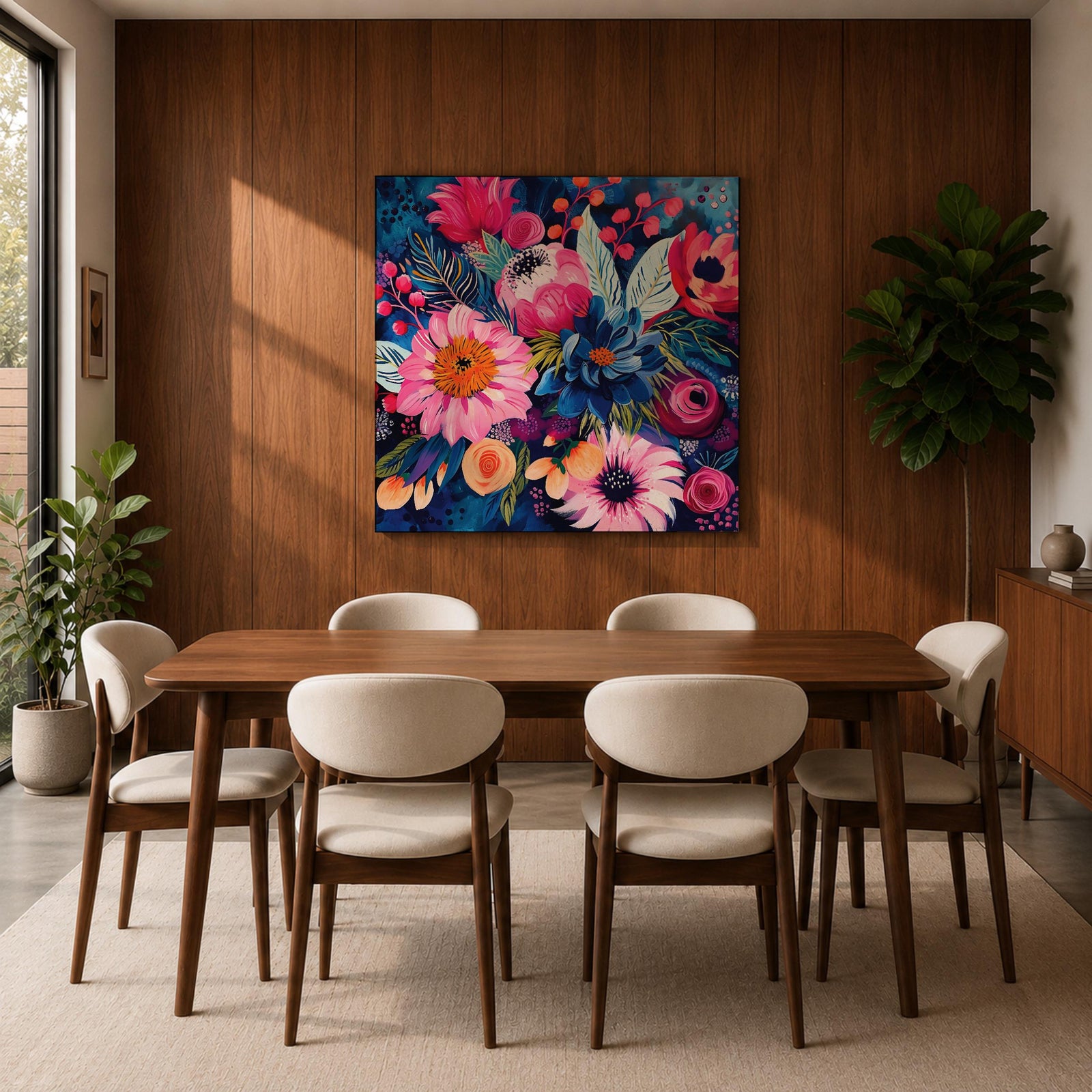 Floral Wall Art Flower Bouquet Framed Canvas Botanical Garden Boho Home Decor