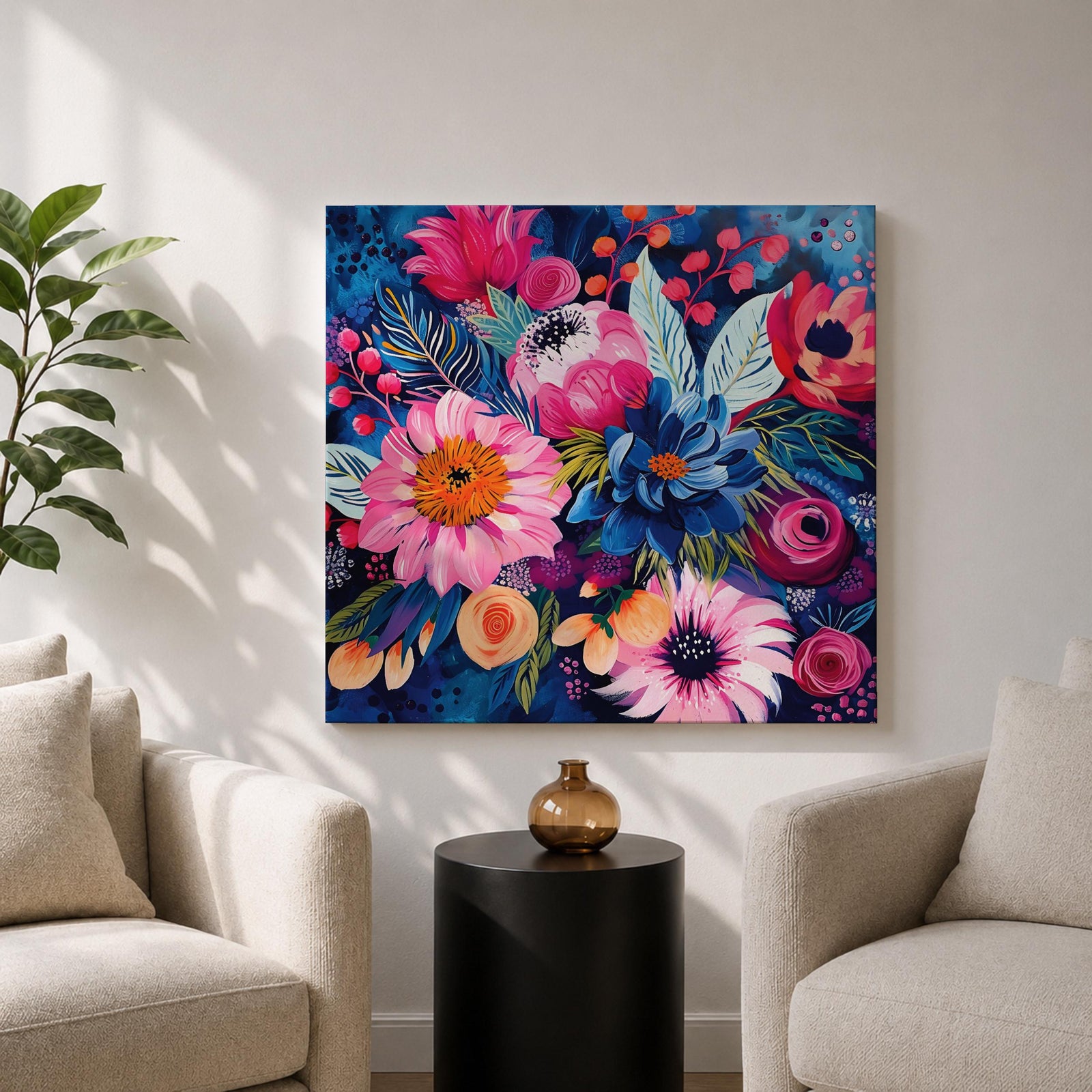 Floral Wall Art Flower Bouquet Framed Canvas Botanical Garden Boho Home Decor