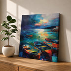 Fishing Boat Wall Art Coastal Seascape Framed Canvas Nautical Ocean Abstract Nature Home Decor