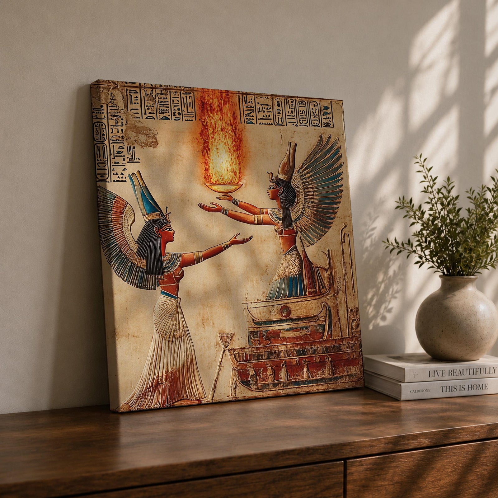 Isis Wall Art Egyptian Goddess Framed Canvas Ancient Mythology Egypt Temple History Home Decor
