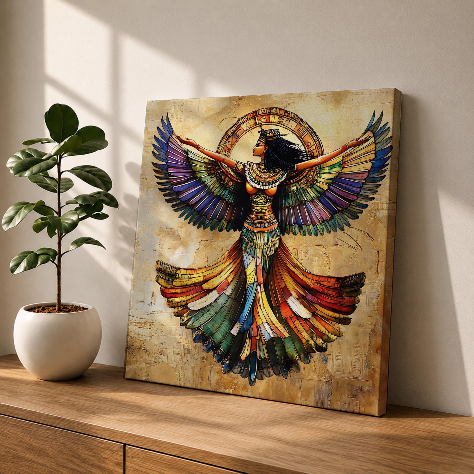 Isis Wall Art Egyptian Goddess Framed Canvas Mosaic Ancient Mythology Egypt Temple Home Decor