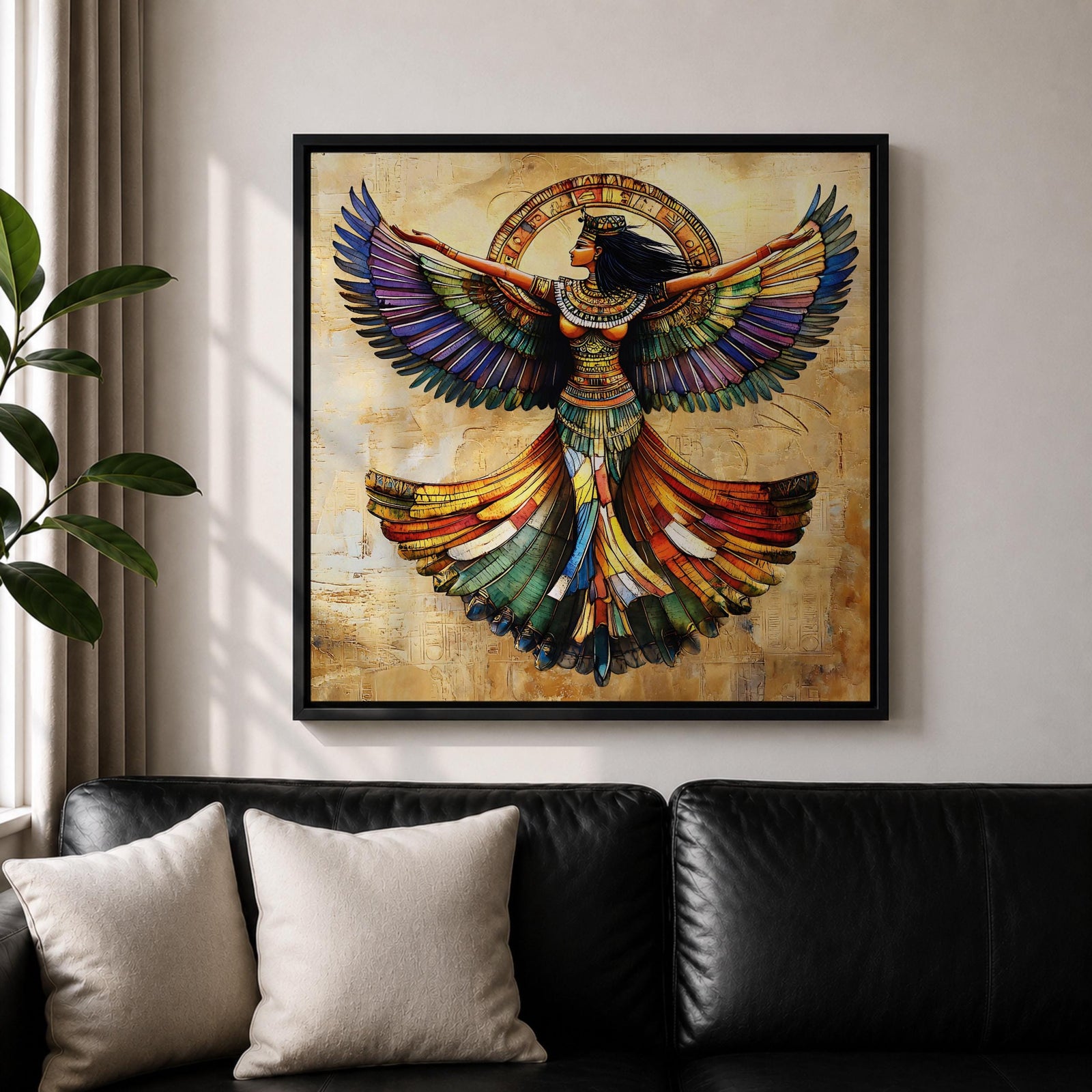 Isis Wall Art Egyptian Goddess Framed Canvas Mosaic Ancient Mythology Egypt Temple Home Decor