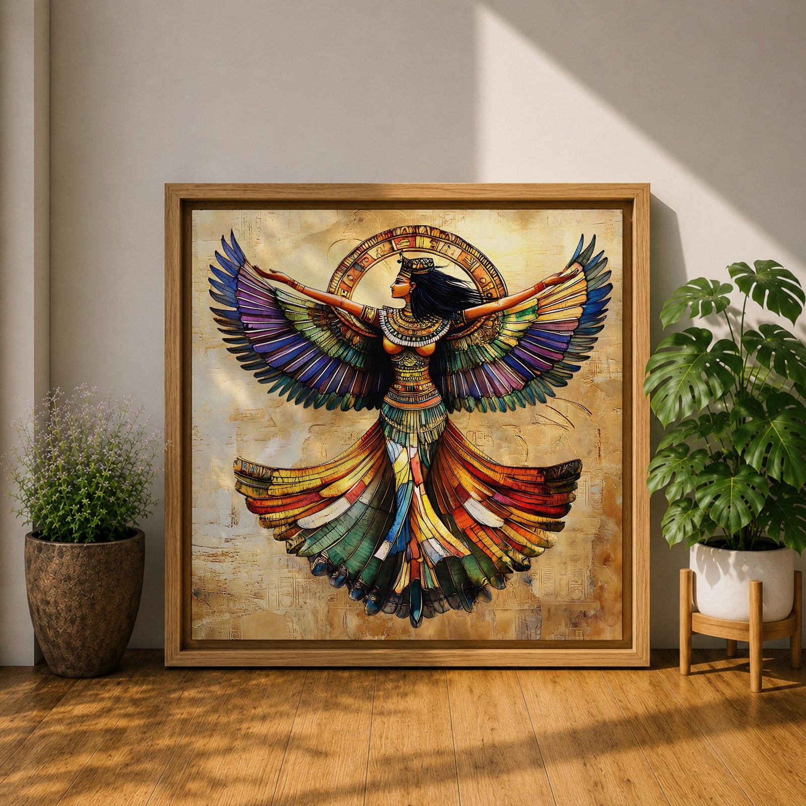 Isis Wall Art Egyptian Goddess Framed Canvas Mosaic Ancient Mythology Egypt Temple Home Decor