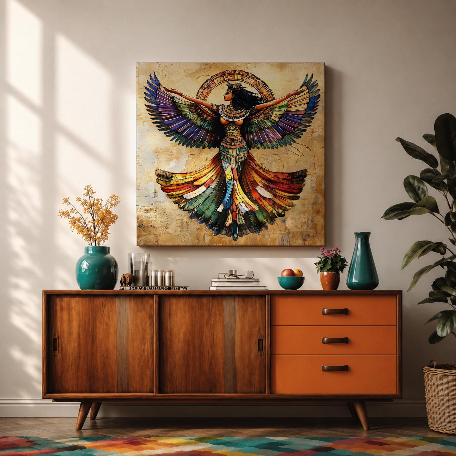 Isis Wall Art Egyptian Goddess Framed Canvas Mosaic Ancient Mythology Egypt Temple Home Decor