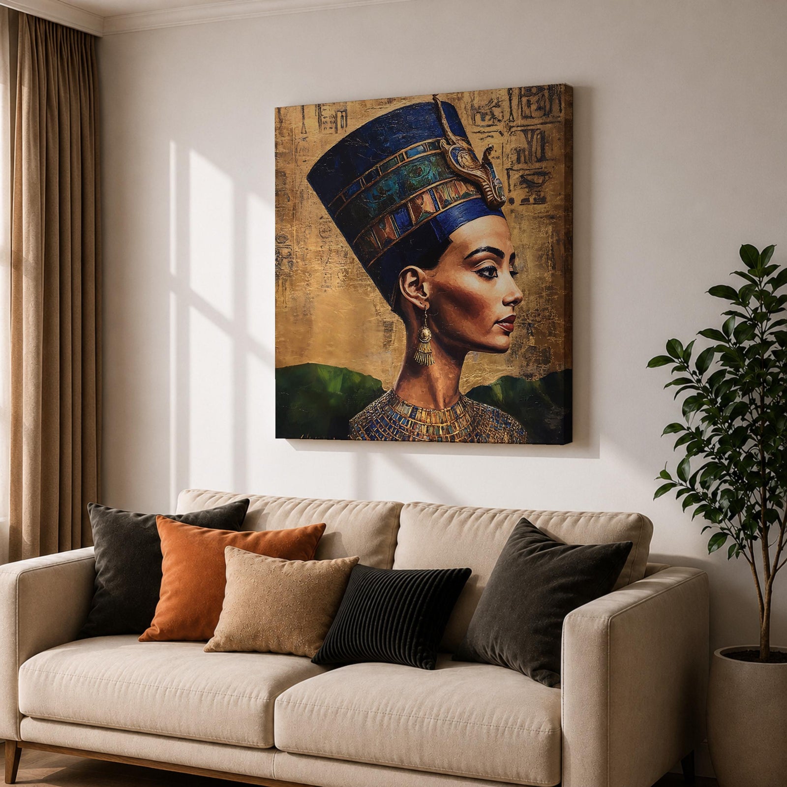 Nefertiti Wall Art Egyptian Queen Framed Canvas Ancient Egypt Pharaoh Royalty History Home Decor