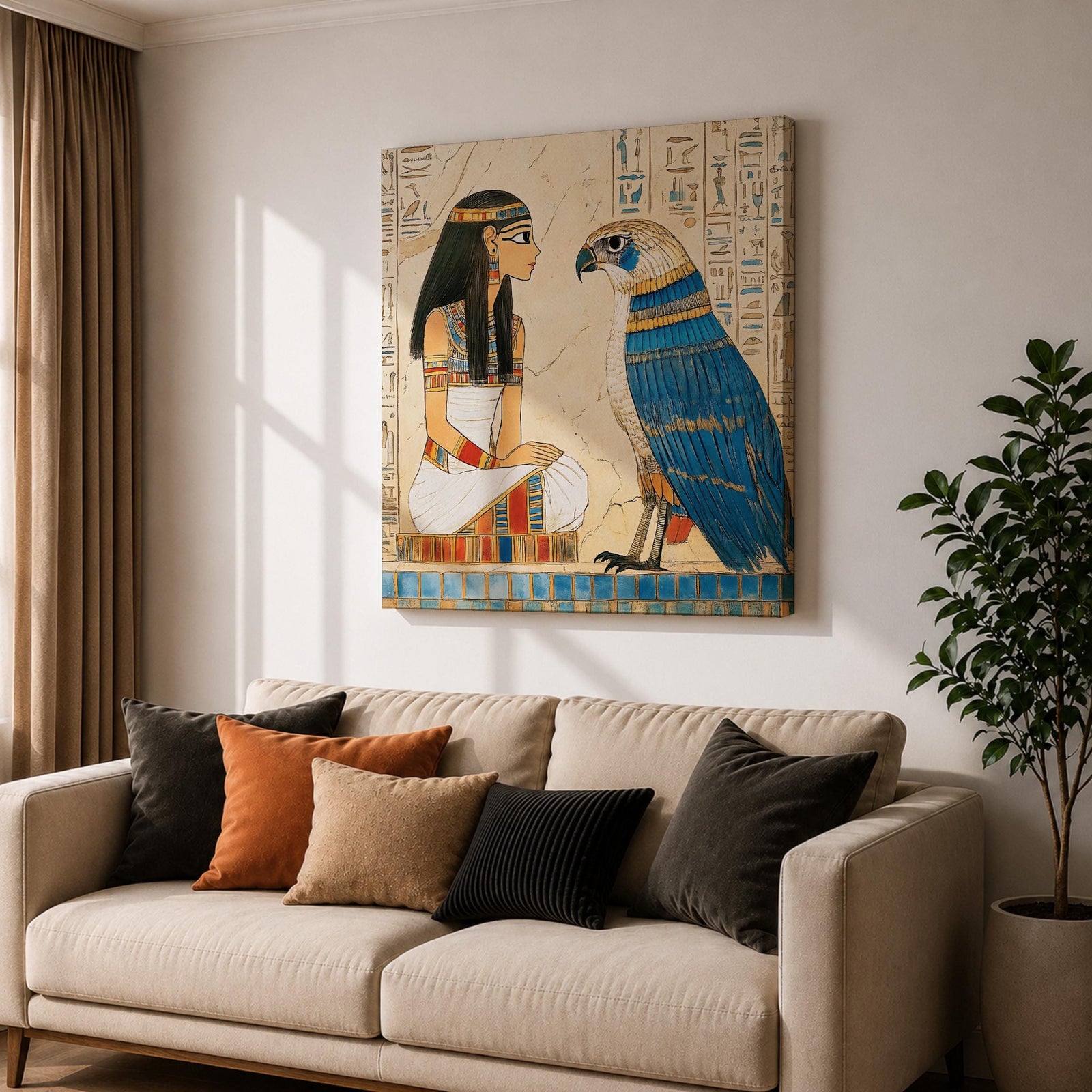 Horus Wall Art Falcon God Framed Canvas Ancient Egyptian Mythology Egypt Temple Home Decor