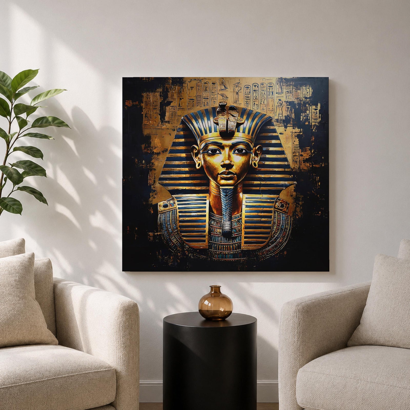 King Tut Wall Art Tutankhamun Pharaoh Framed Canvas Ancient Egyptian Egypt History Home Decor