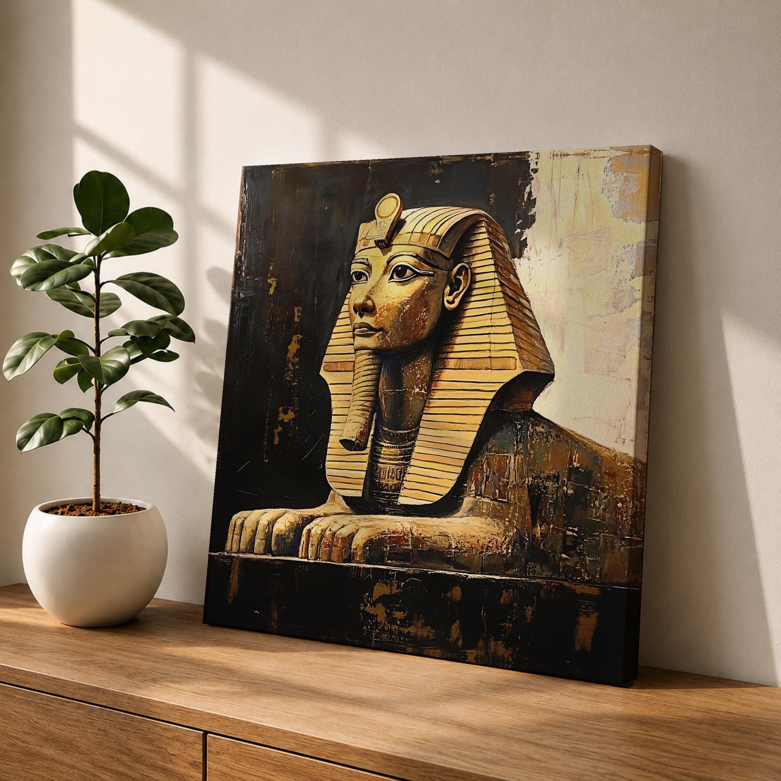 Sphinx of Giza Wall Art Egyptian Statue Framed Canvas Ancient Egypt Pyramid Home Decor