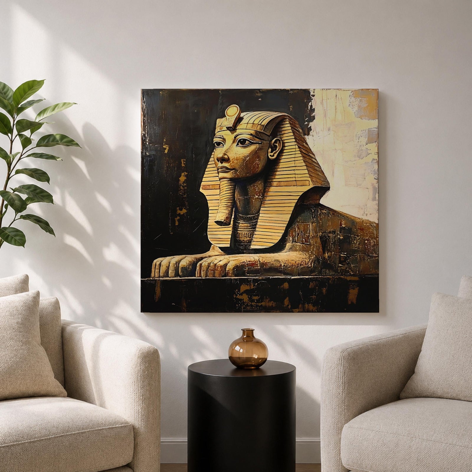 Sphinx of Giza Wall Art Egyptian Statue Framed Canvas Ancient Egypt Pyramid Home Decor