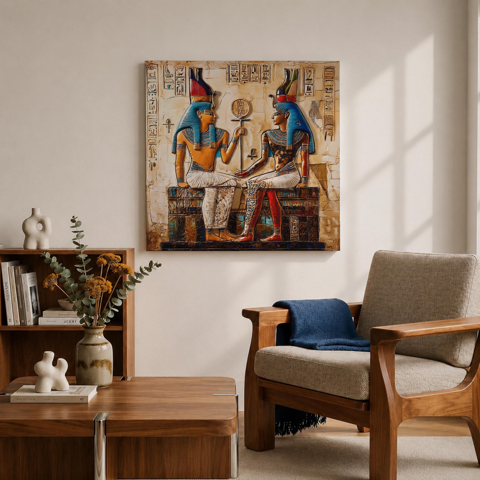 Ancient Egyptian Pharaoh Wall Art Royal King Framed Canvas Egypt Hieroglyph Temple Home Decor