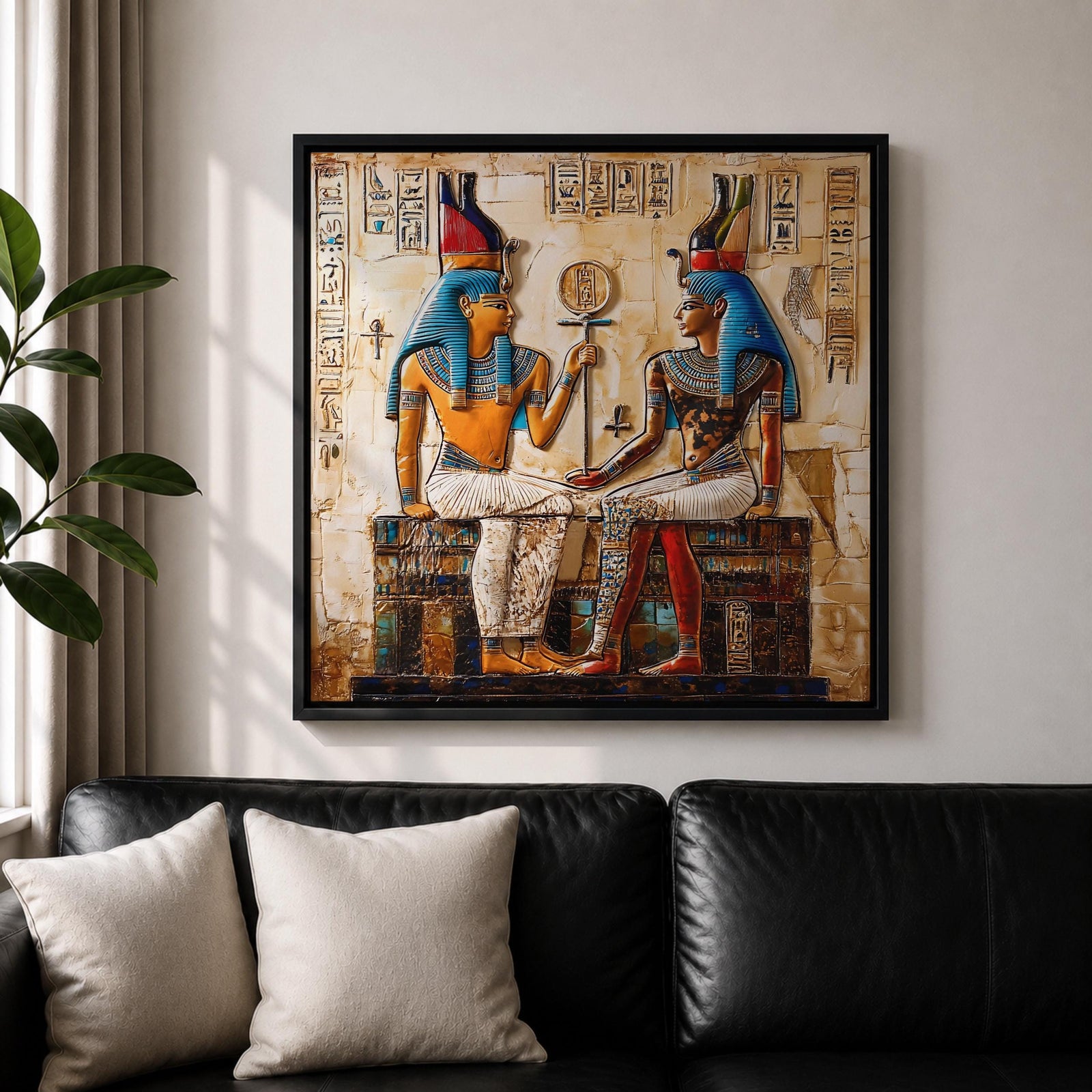 Ancient Egyptian Pharaoh Wall Art Royal King Framed Canvas Egypt Hieroglyph Temple Home Decor