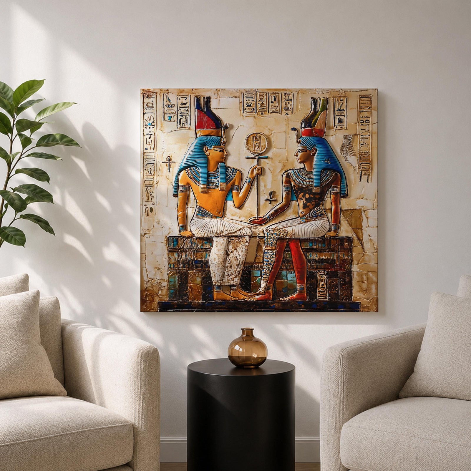 Ancient Egyptian Pharaoh Wall Art Royal King Framed Canvas Egypt Hieroglyph Temple Home Decor