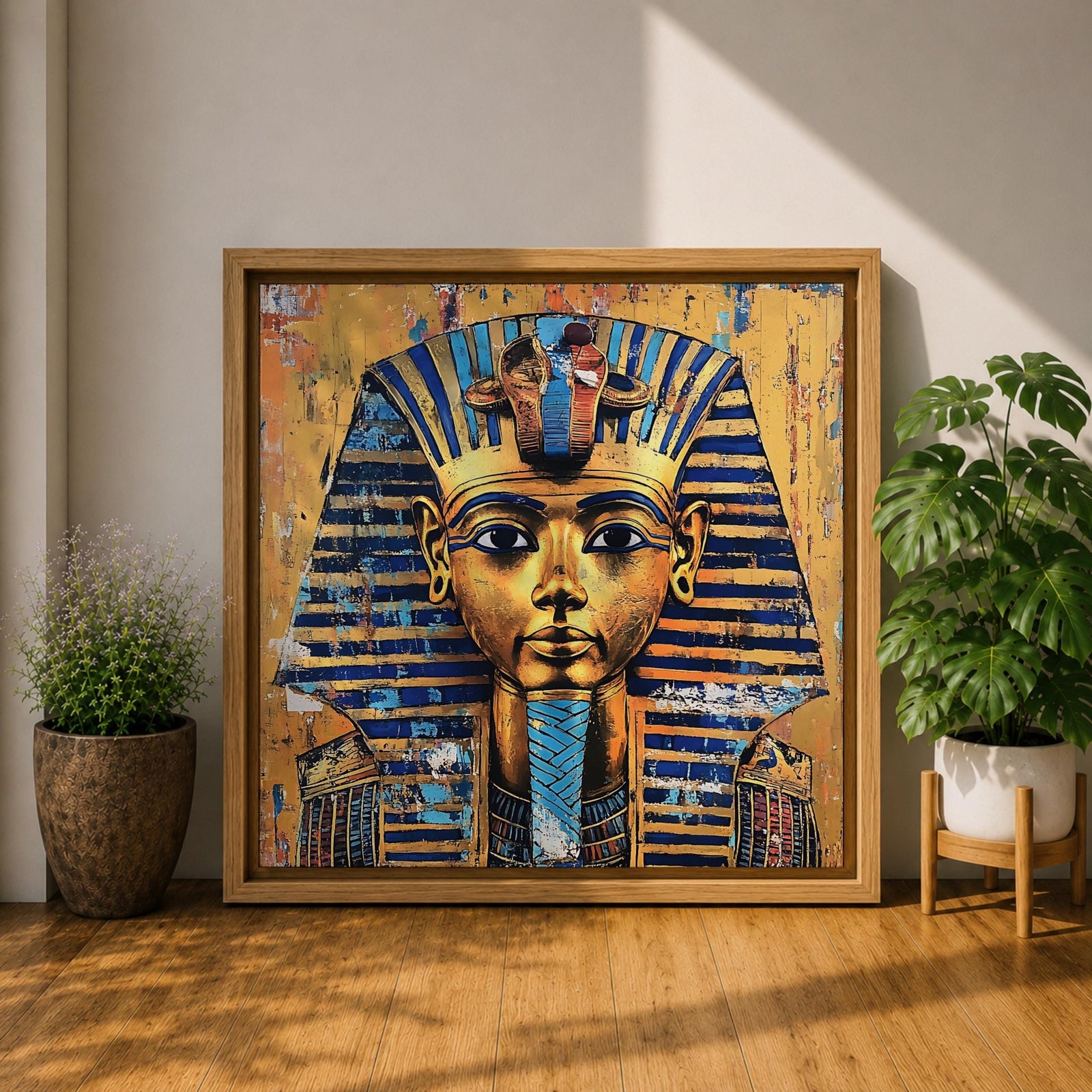 King Tut Wall Art Tutankhamun Pharaoh Framed Canvas Ancient Egyptian Egypt History Home Decor