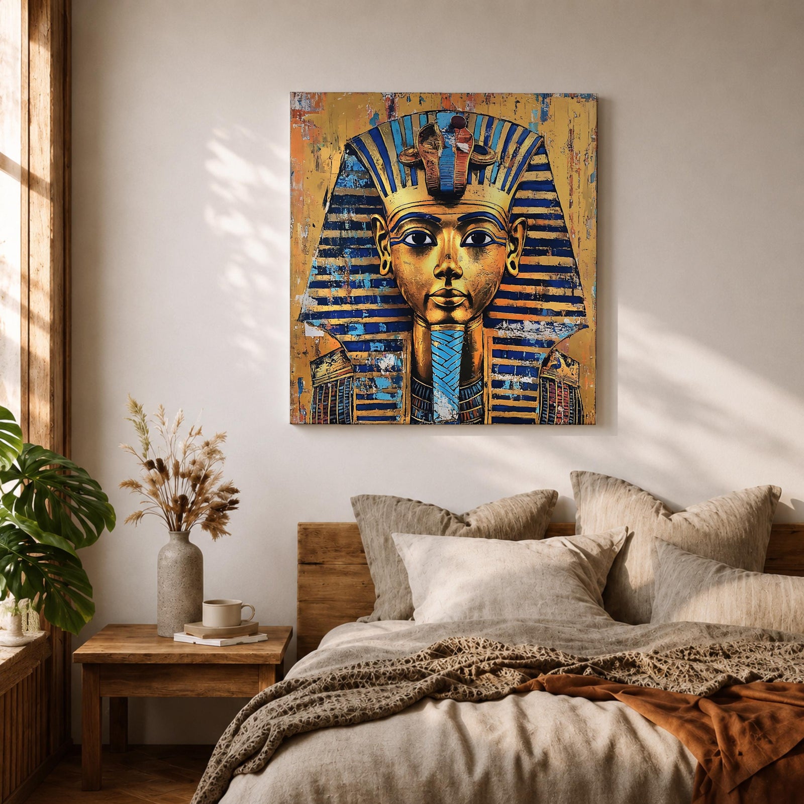 King Tut Wall Art Tutankhamun Pharaoh Framed Canvas Ancient Egyptian Egypt History Home Decor