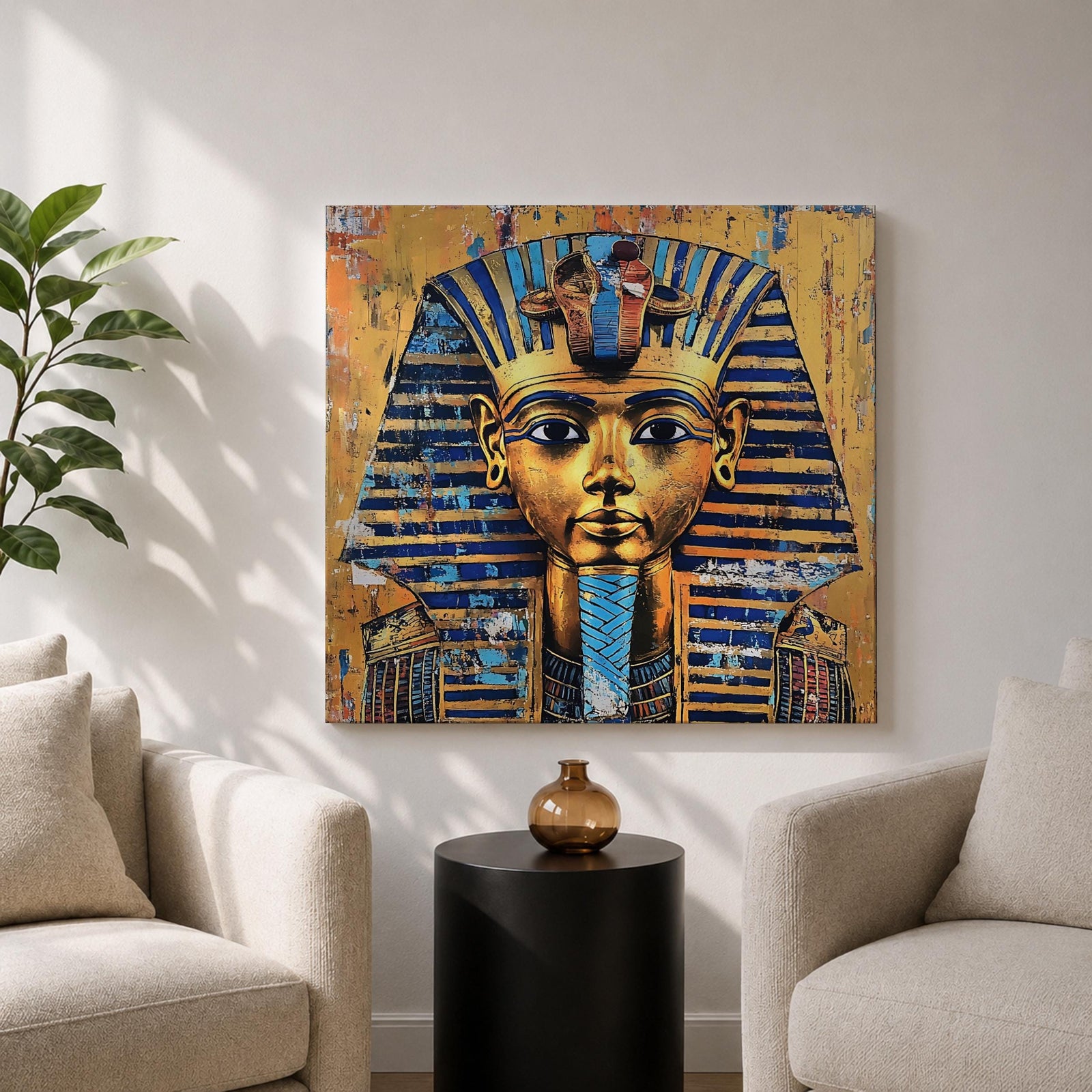 King Tut Wall Art Tutankhamun Pharaoh Framed Canvas Ancient Egyptian Egypt History Home Decor