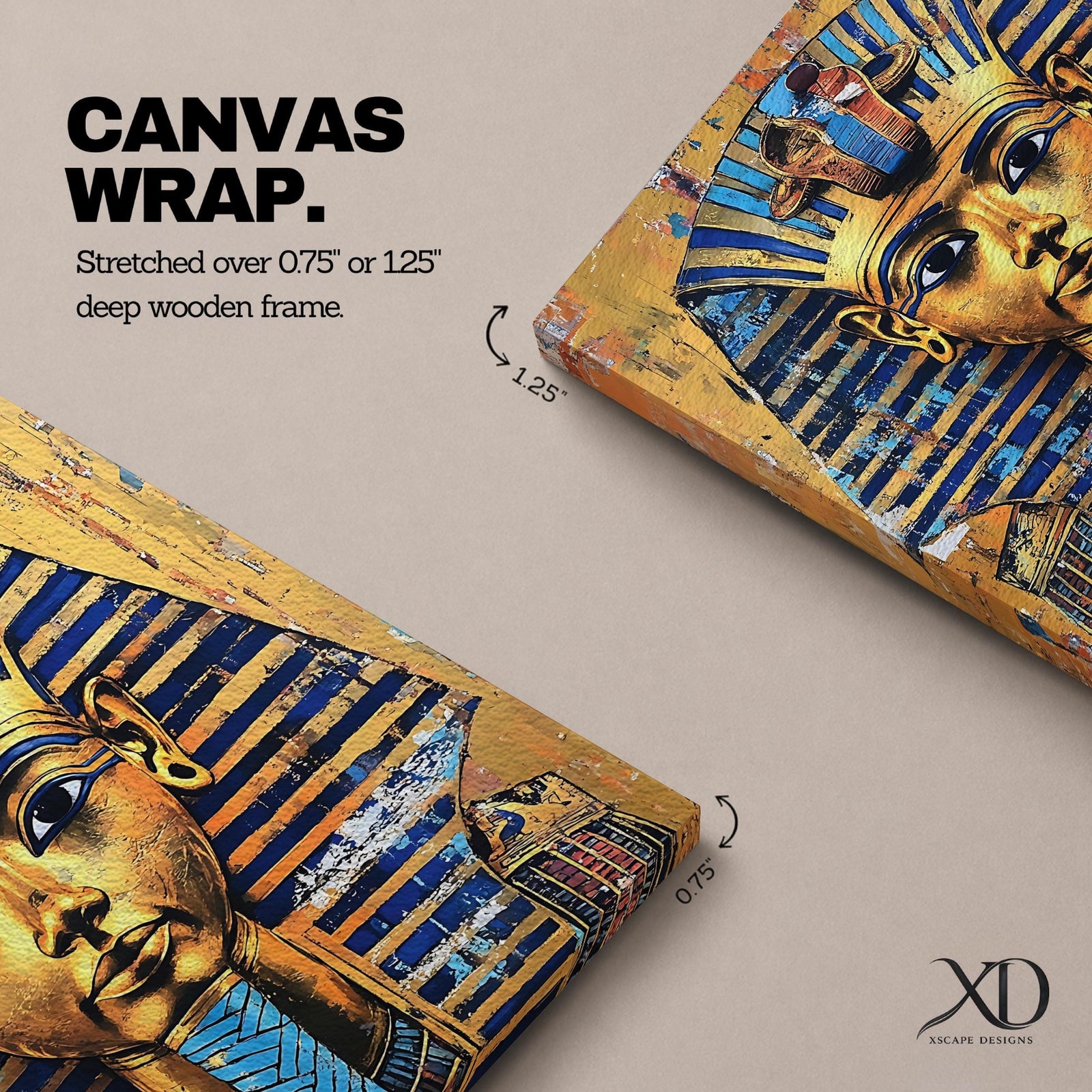 King Tut Wall Art Tutankhamun Pharaoh Framed Canvas Ancient Egyptian Egypt History Home Decor