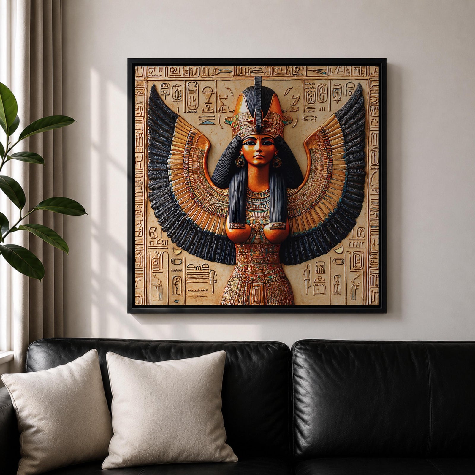 Isis Goddess Wall Art Egyptian Deity Framed Canvas Ancient Egypt Mythology Temple Home Decor