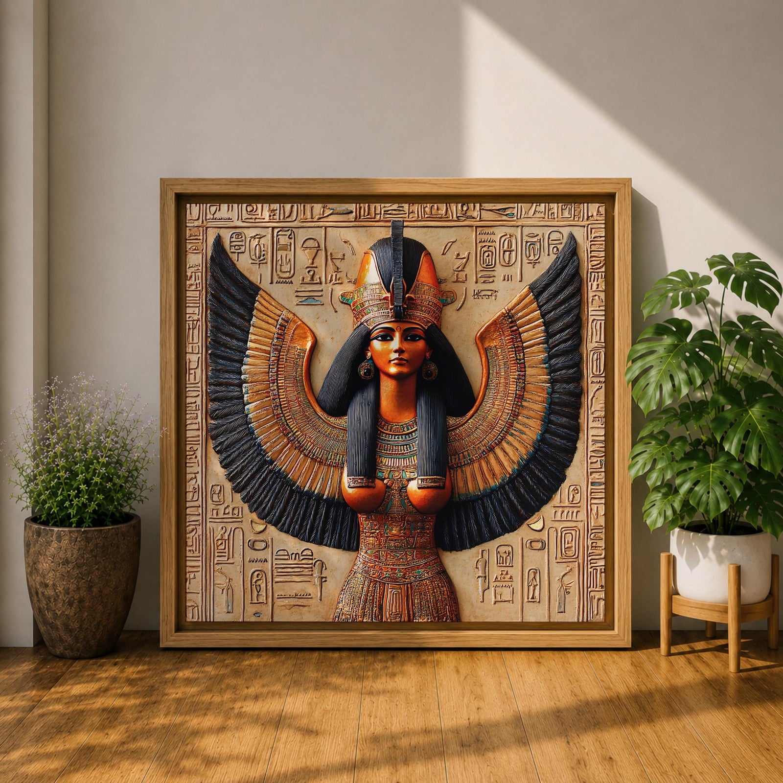 Isis Goddess Wall Art Egyptian Deity Framed Canvas Ancient Egypt Mythology Temple Home Decor