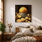 Dome of the Rock Wall Art Floral Framed Canvas Qubbat Sakhra Jerusalem Islamic Decor