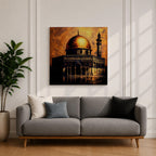 Dome of the Rock Wall Art Golden Mosque Framed Canvas Al Aqsa Islamic Decor