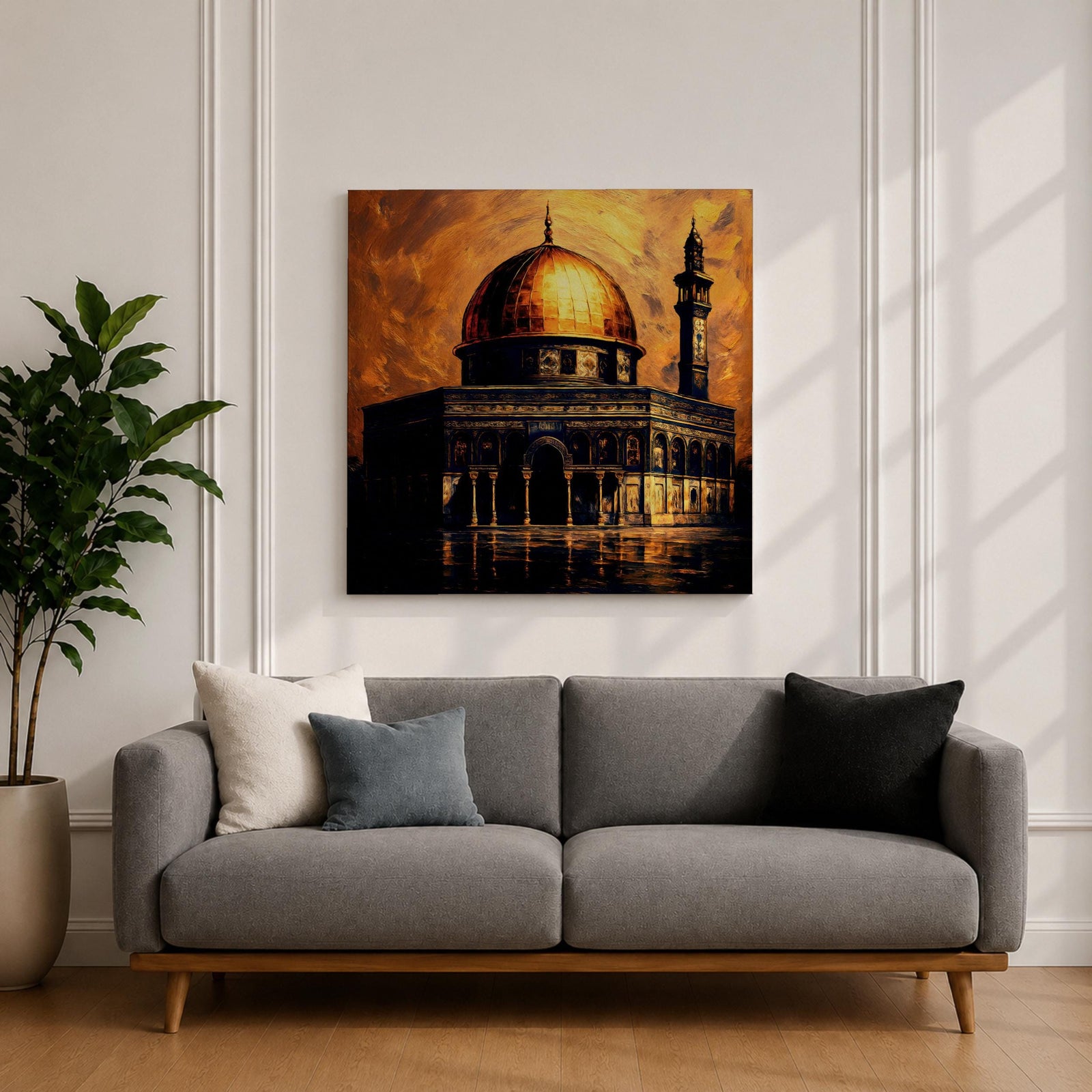 Dome of the Rock Wall Art Golden Mosque Framed Canvas Al Aqsa Islamic Decor