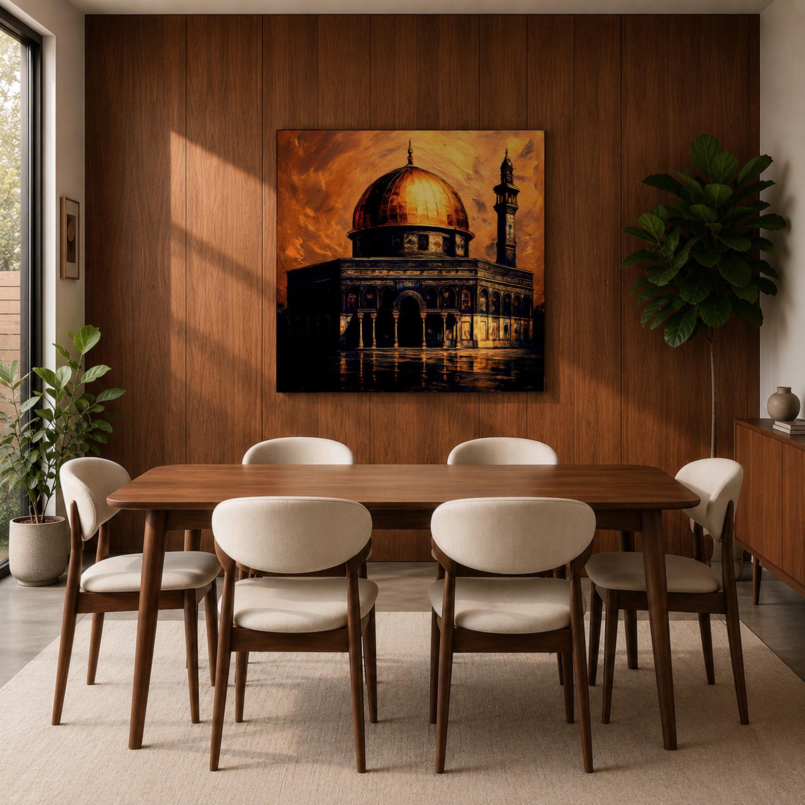 Dome of the Rock Wall Art Golden Mosque Framed Canvas Al Aqsa Islamic Decor