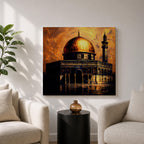 Dome of the Rock Wall Art Golden Mosque Framed Canvas Al Aqsa Islamic Decor