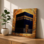 Kaaba Wall Art Golden Mosque Framed Canvas Masjid al Haram Mecca Islamic Home Decor