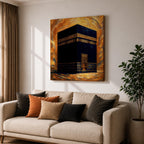Kaaba Wall Art Golden Mosque Framed Canvas Masjid al Haram Mecca Islamic Home Decor