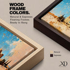 A long narrow panoramic painting depicts Masjid Al Aqsa with the golden dome rising above textured stone structures and surrounding trees, rendered in an abstract painterly style with layered brushstrokes, warm earthy tones, and a distressed sky that creates depth and a historic atmospheric cityscape.