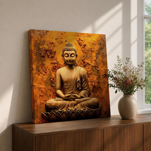 Buddha Wall Art Shakyamuni Framed Canvas Meditation Zen Buddhist Rustic Home Decor