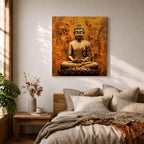 Buddha Wall Art Shakyamuni Framed Canvas Meditation Zen Buddhist Rustic Home Decor