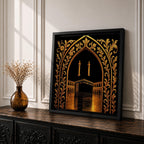 Kaaba Wall Art Arch View Framed Canvas Masjid al Haram Islamic Mecca Home Decor
