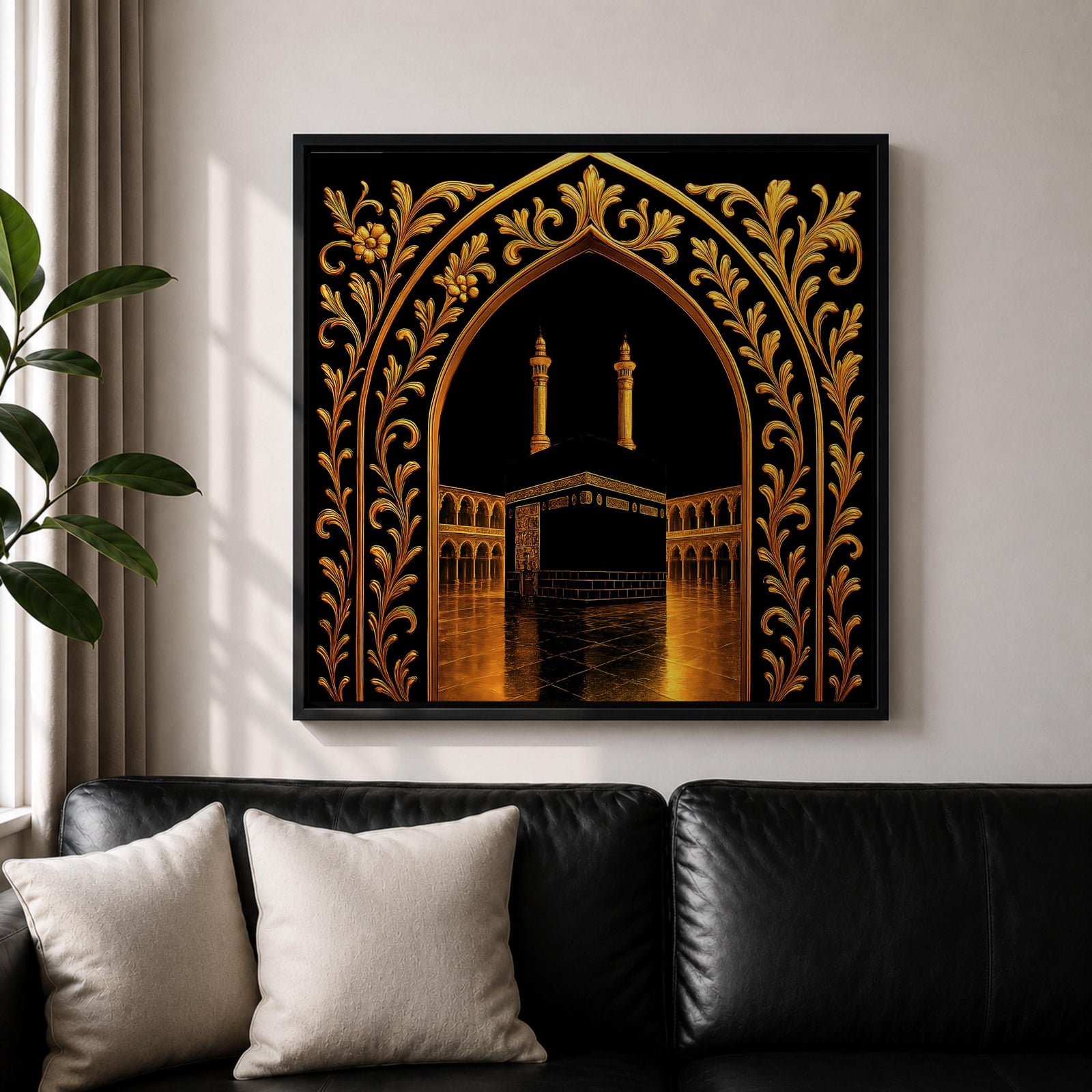 Kaaba Wall Art Arch View Framed Canvas Masjid al Haram Islamic Mecca Home Decor