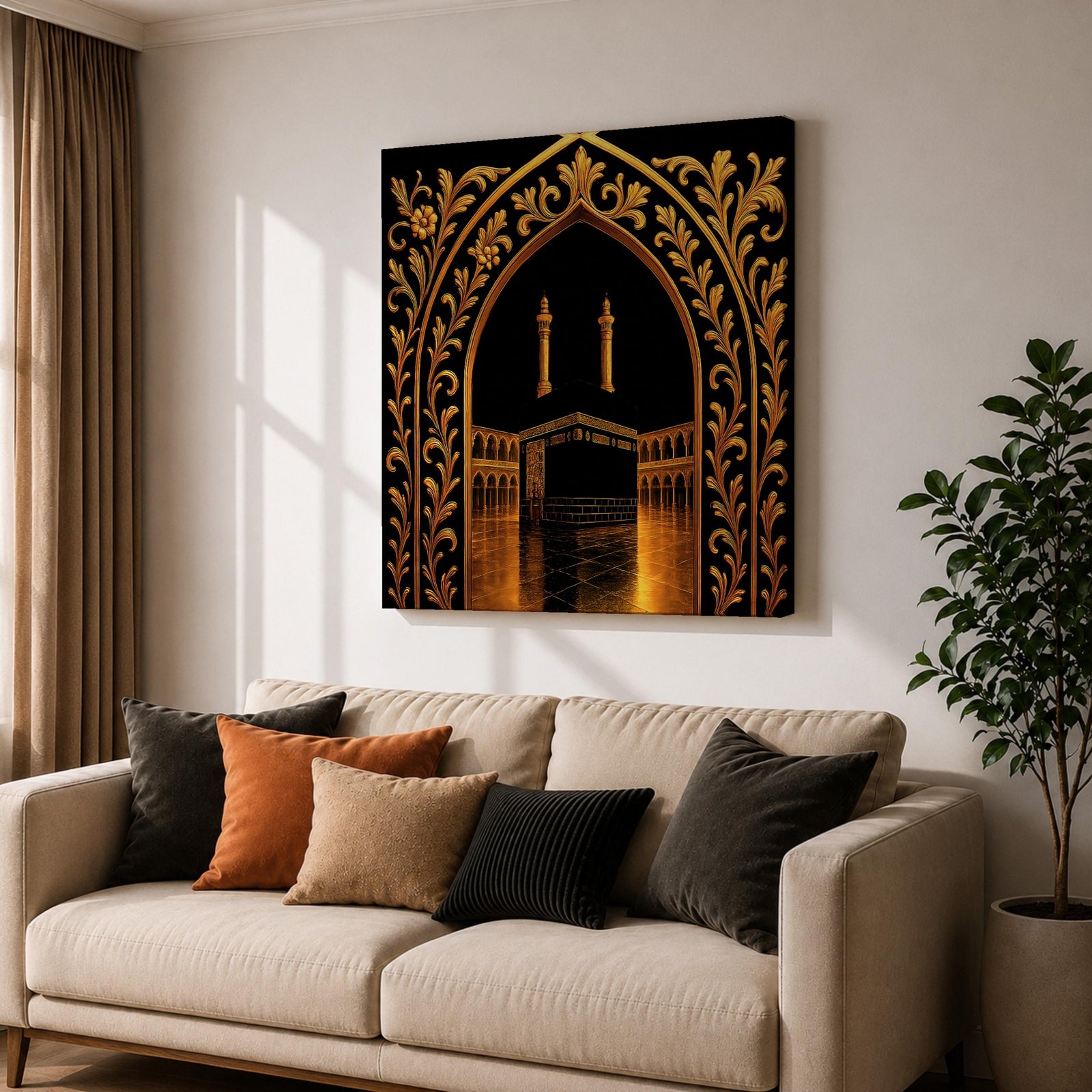 Kaaba Wall Art Arch View Framed Canvas Masjid al Haram Islamic Mecca Home Decor