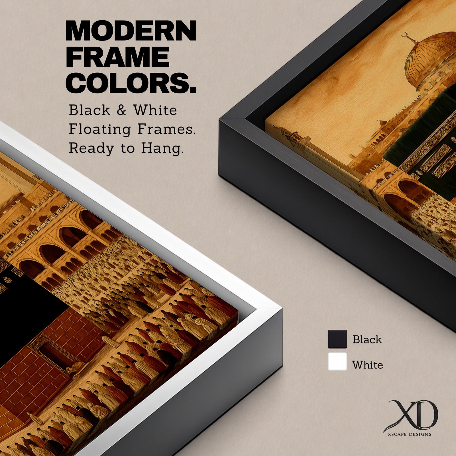 Kaaba Wall Art Tawaf Pilgrims Framed Canvas Masjid al Haram Vintage Medina Islamic Decor