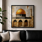 Masjid Al Aqsa Wall Art Golden Mosque Framed Canvas Qubbat Sakhra Islamic Home Decor