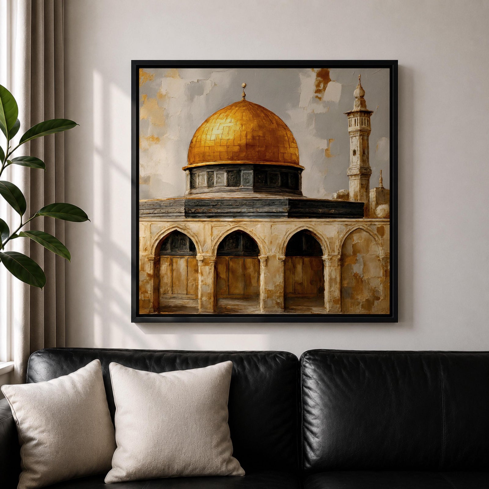 Masjid Al Aqsa Wall Art Golden Mosque Framed Canvas Qubbat Sakhra Islamic Home Decor