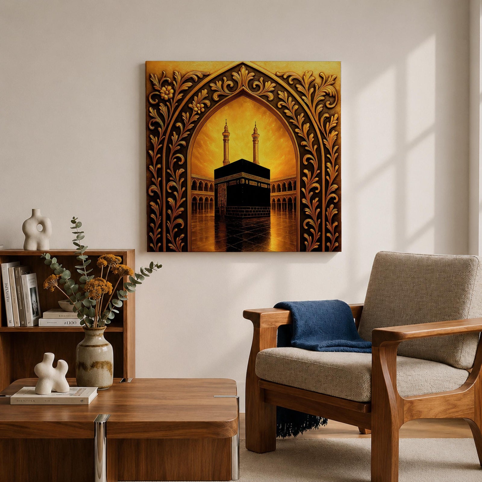 Kaaba Wall Art Arch View Framed Canvas Masjid al Haram Islamic Mecca Home Decor