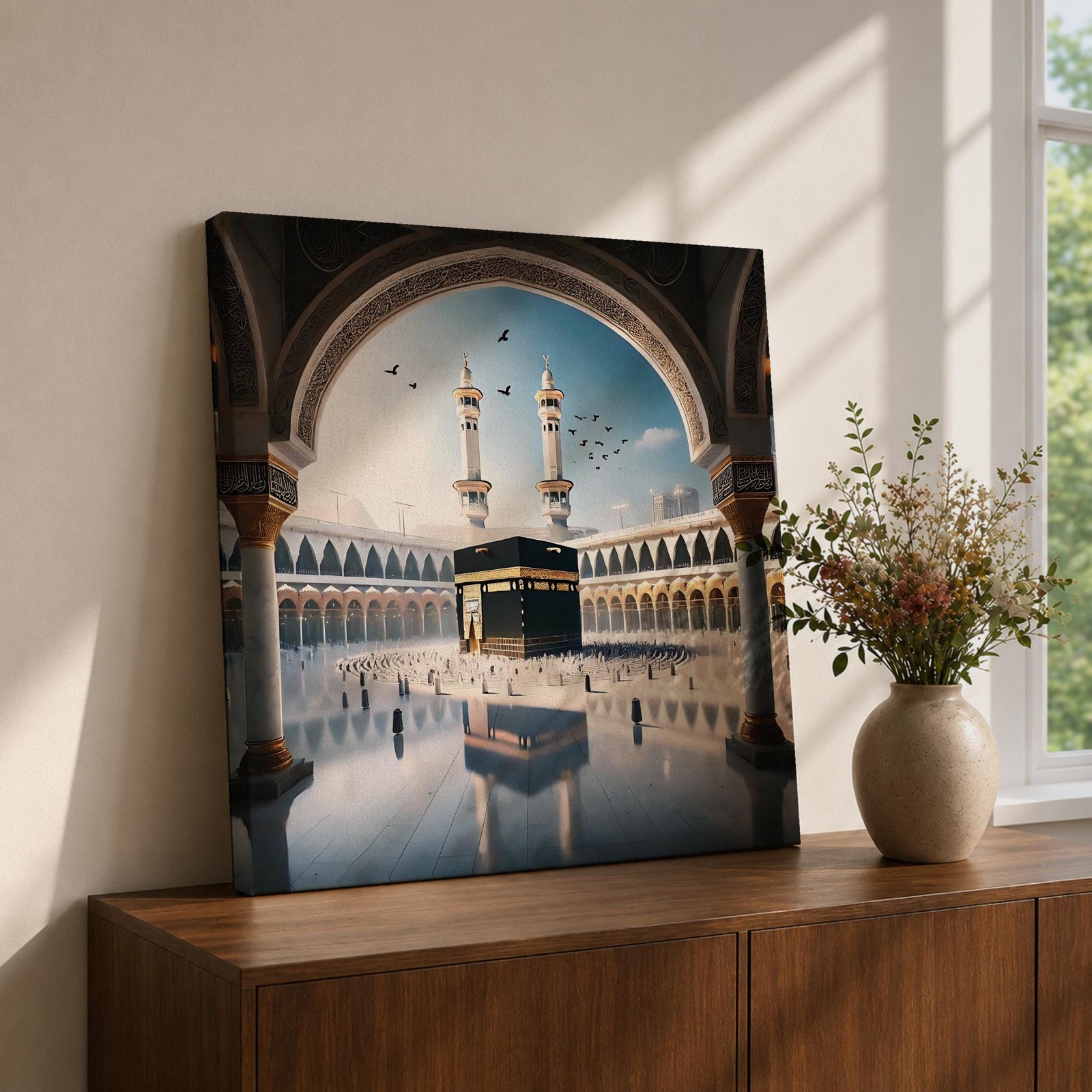 Kaaba Wall Art Arch View Framed Canvas Masjid al Haram Mecca Islamic Home Decor