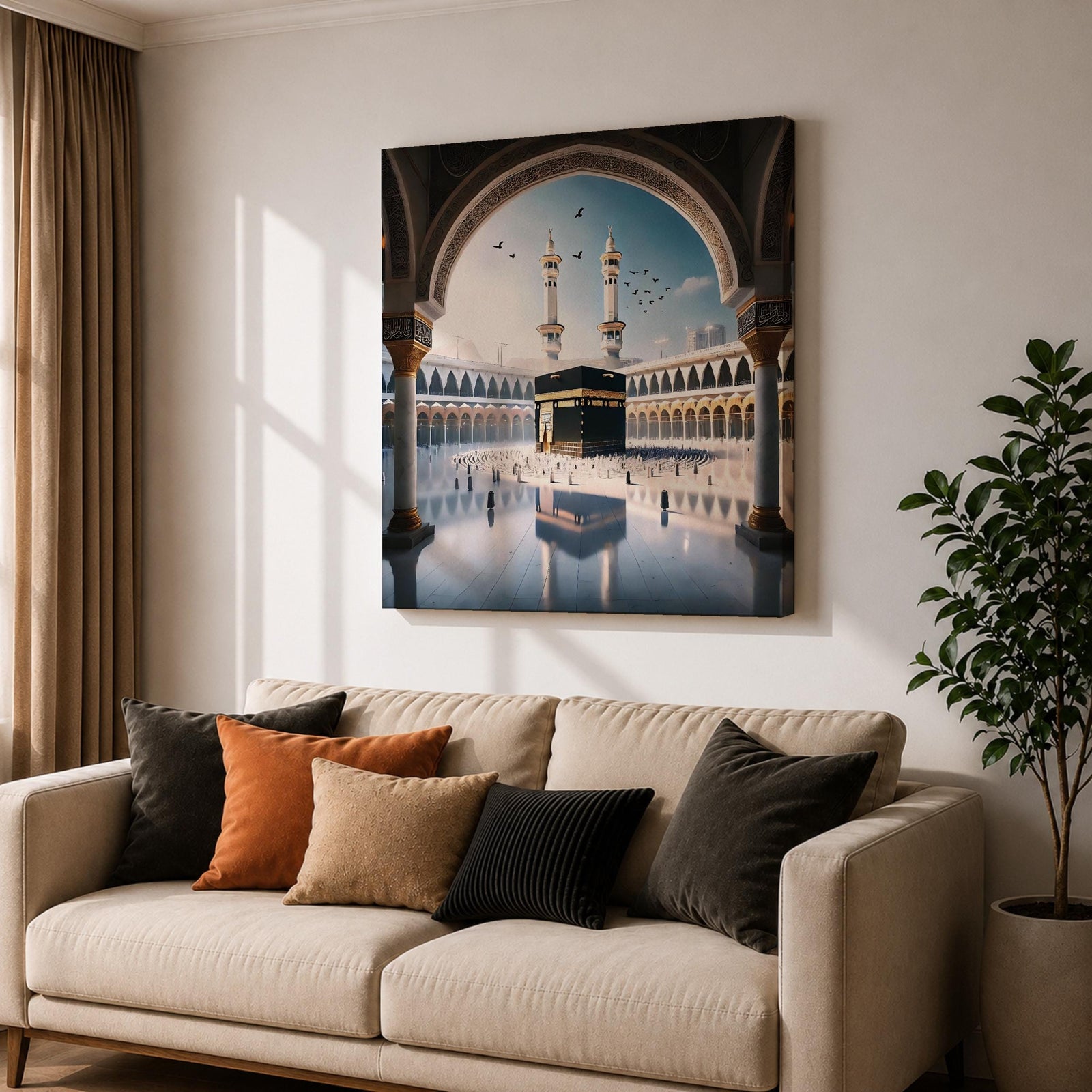 Kaaba Wall Art Arch View Framed Canvas Masjid al Haram Mecca Islamic Home Decor